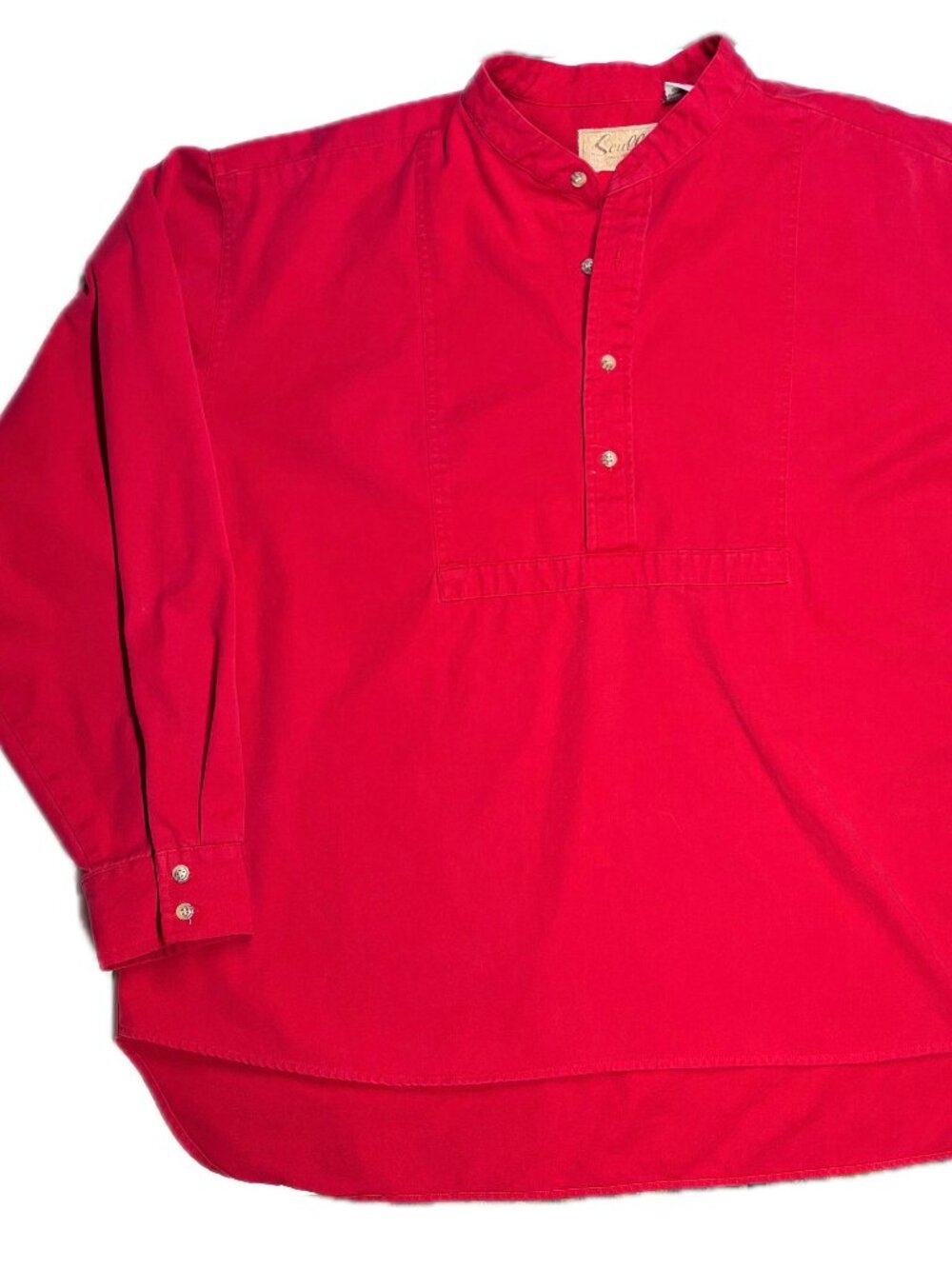 Scully Men's XXL Red Long Sleeve Popover Shirt Cotton